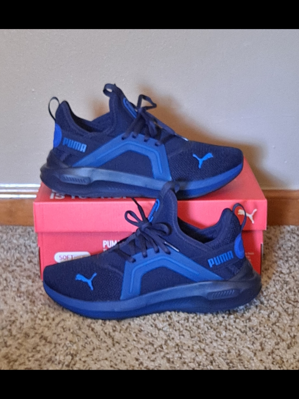 Puma Softride Navy and Vivid Blue Performance Trainers Size 5.5 Jr Size 7 Women